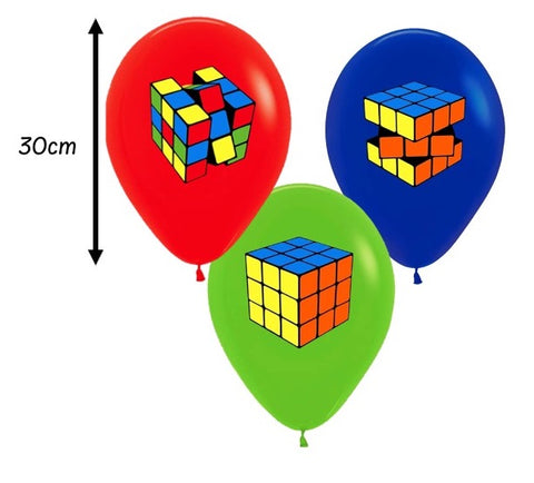 Blue Rubiks Cube Balloon 30cm