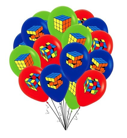 Speedcube / Rubix Cube Balloons Assorted Colours pack of 10