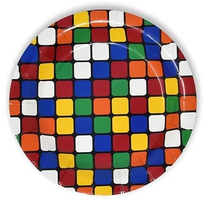 Party Paper Rubix Cube Dessert Plates 17cm x 10 per packet