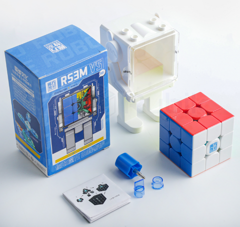 3X3x3 Moyu RS3M V5 Magnetic + Maglev + Ball Core + UV + Robot Cube Stand