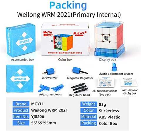 3x3x3 Moyu Weilong WRM M 2021 Lite Magnetic Stickerless